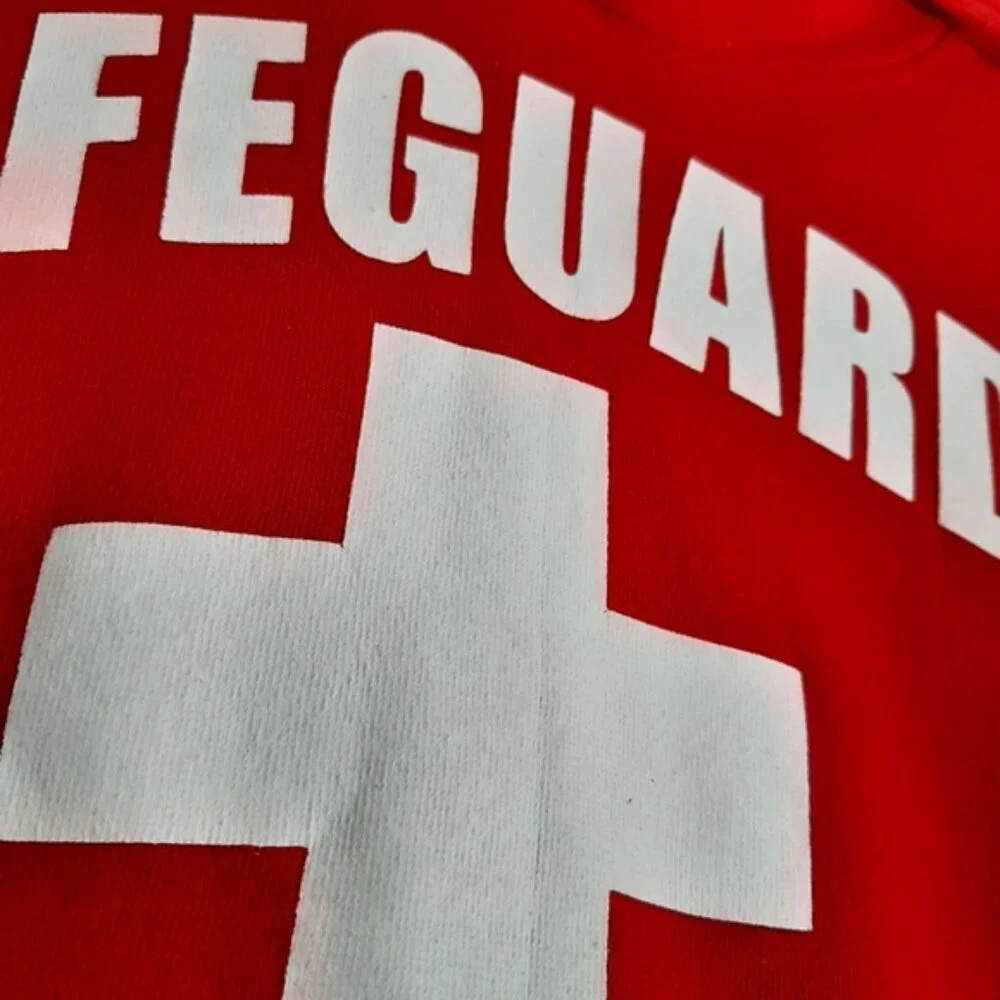 LIFEGUARD | Front Logo White Cross Comfy Hoodie Sweatshirt Red Sz M - Picture 6 of 14